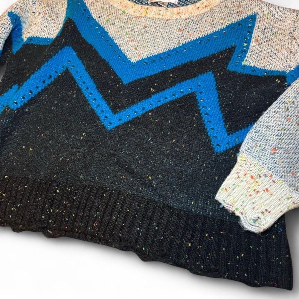 NEW Wildfox Retro Indie Boho Distressed Speckled Knit Ugly Sweater — SMALL - Picture 4 of 5